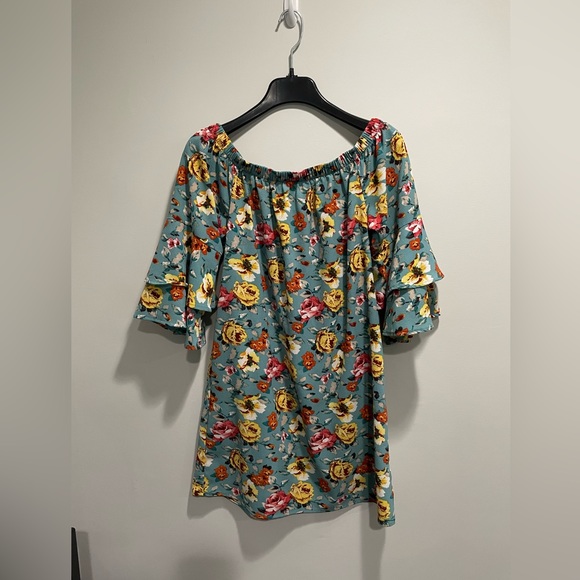 {Xhilaration} dress floral off the shoulder Women's size M - Picture 2 of 9